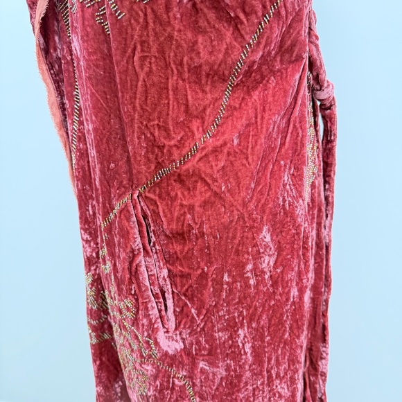 Zara Velvet Beaded Long Sleeve Burgundy Kimono Limited Edition Size Small - Picture 8 of 15